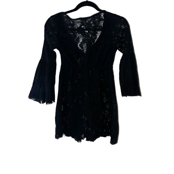 Testament beach cover up black lace sz xs Sheer V-neck Minimalist Summer - Picture 2 of 3